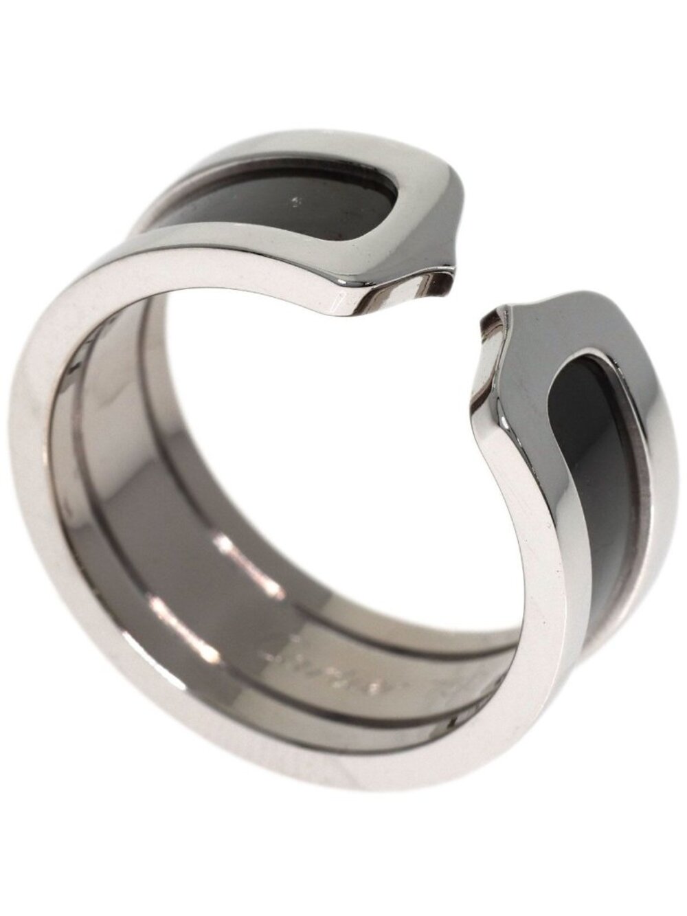 Cartier Black Lacquer 55 Ring 18k White Gold